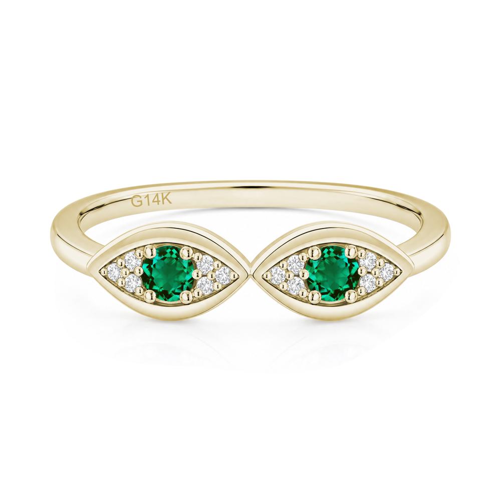 Lucky Emerald Evil Eye Ring - LUO Jewelry #gemstone_Emerald