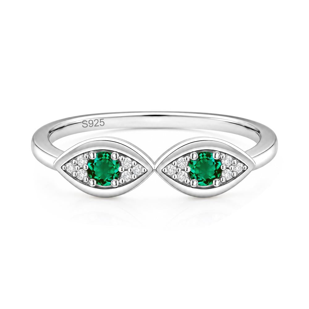 Lucky Emerald Evil Eye Ring - LUO Jewelry #gemstone_Emerald