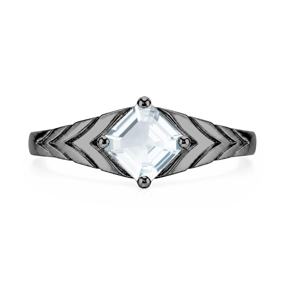 Kite Set Princess Cut Sapphire Statement Ring - LUO Jewelry #gemstone_Aquamarine