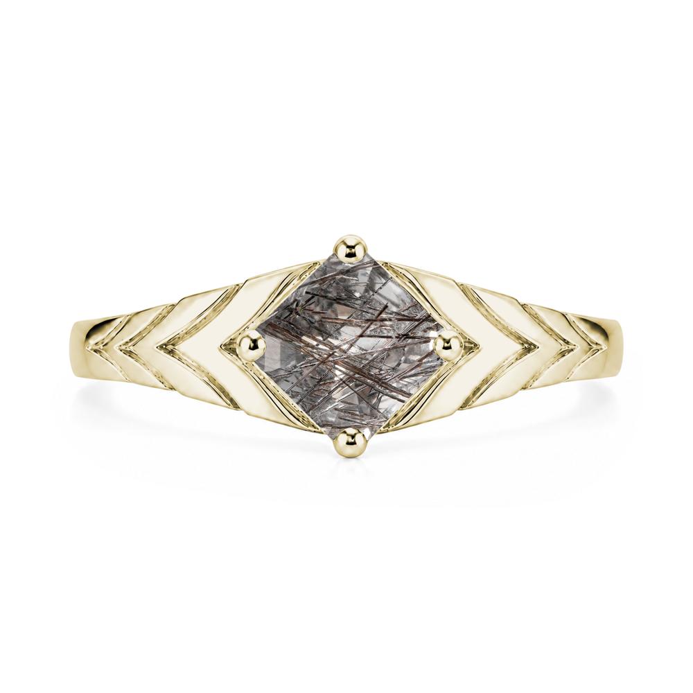 Kite Set Princess Cut Sapphire Statement Ring - LUO Jewelry #gemstone_Black Rutilated Quartz
