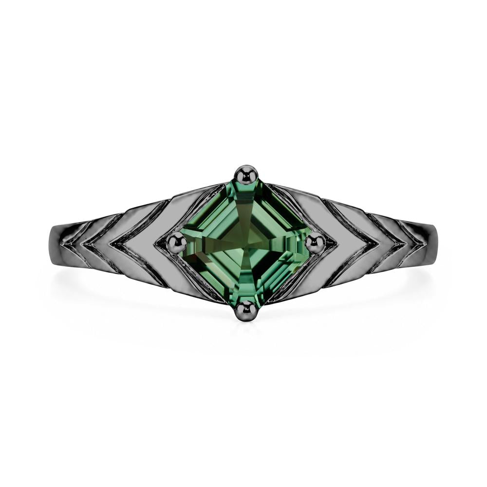 Kite Set Princess Cut Sapphire Statement Ring - LUO Jewelry #gemstone_Green Sapphire