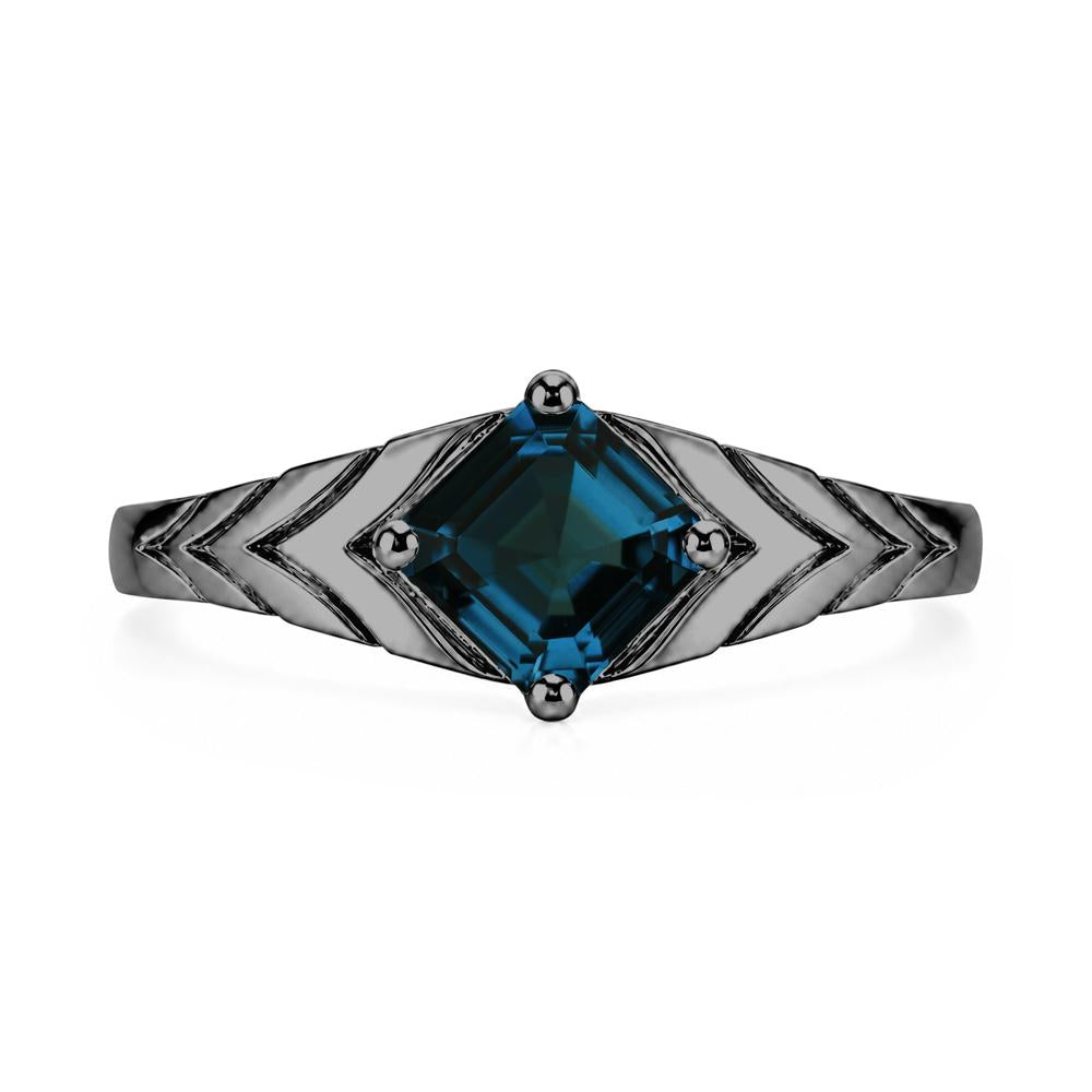 Kite Set Princess Cut Sapphire Statement Ring - LUO Jewelry #gemstone_London Blue Topaz