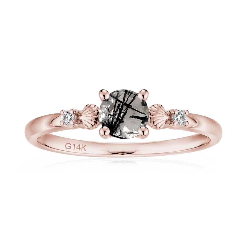 Round Shaped Amethyst Conch Ring - LUO Jewelry #gemstone_Black Rutilated Quartz