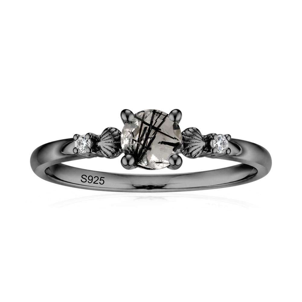 Round Shaped Amethyst Conch Ring - LUO Jewelry #gemstone_Black Rutilated Quartz