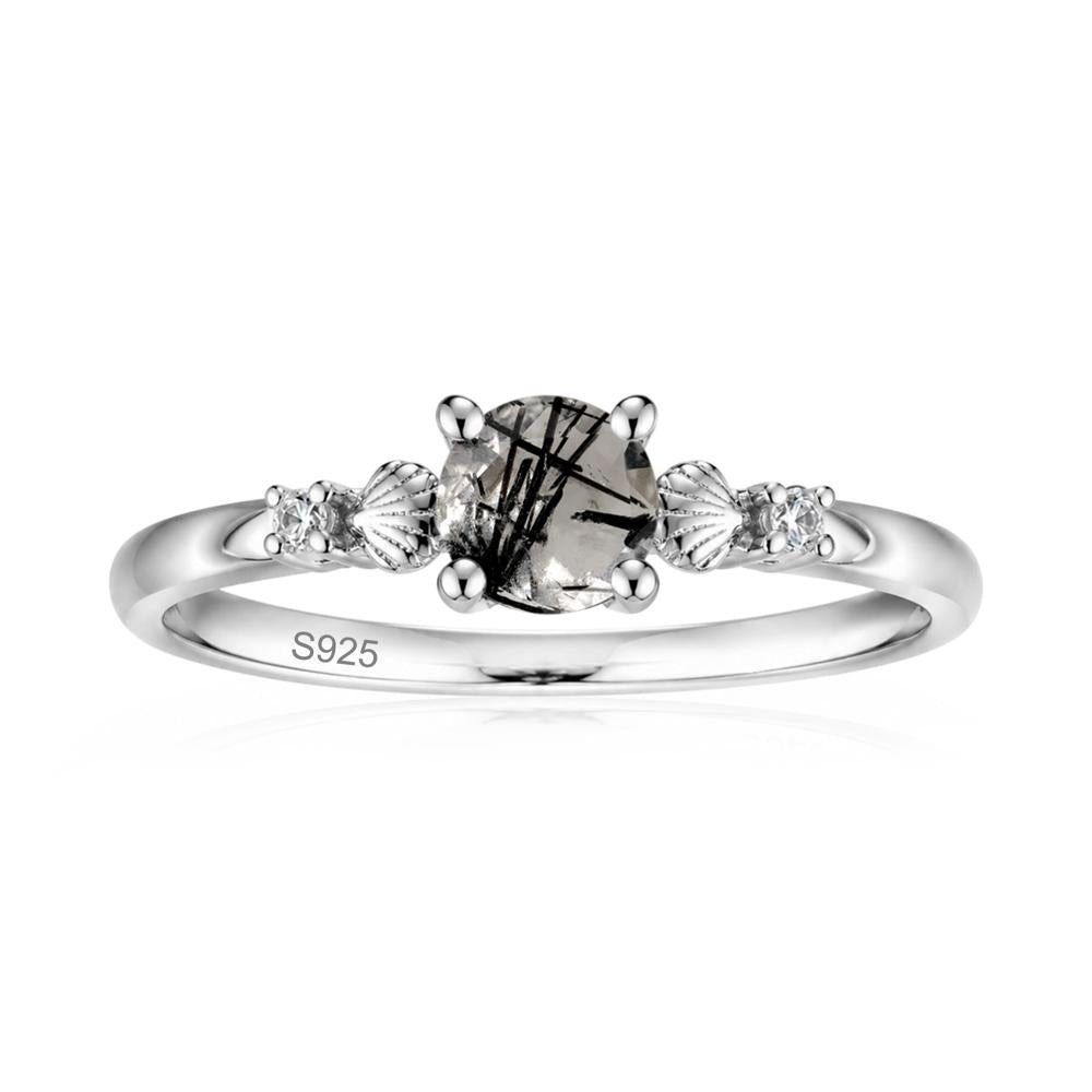 Round Shaped Amethyst Conch Ring - LUO Jewelry #gemstone_Black Rutilated Quartz