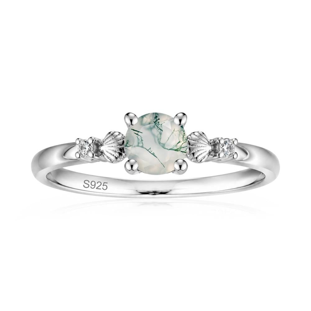 Round Shaped Amethyst Conch Ring - LUO Jewelry #gemstone_Moss Agate