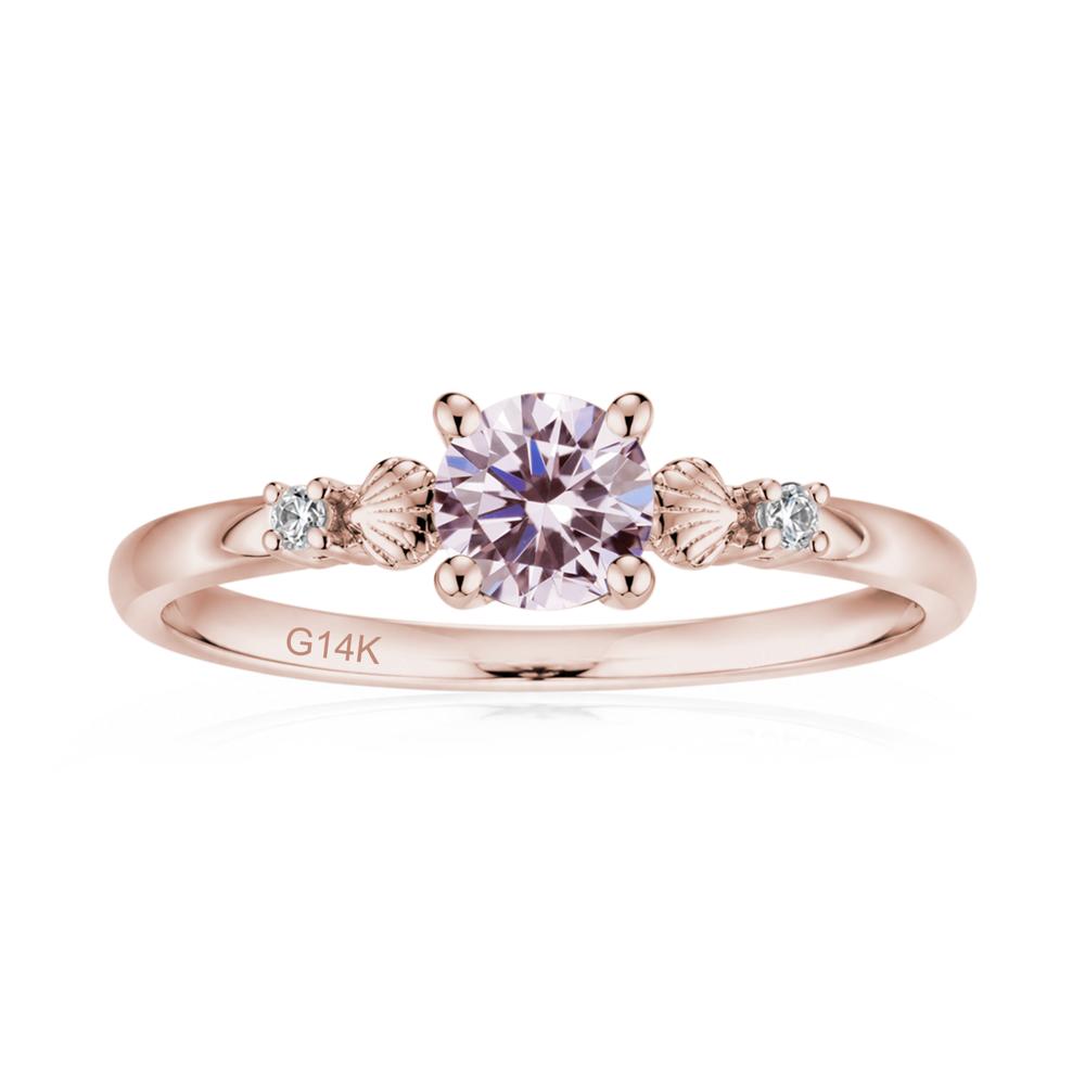Round Shaped Amethyst Conch Ring - LUO Jewelry #gemstone_Pink Cubic Zirconia