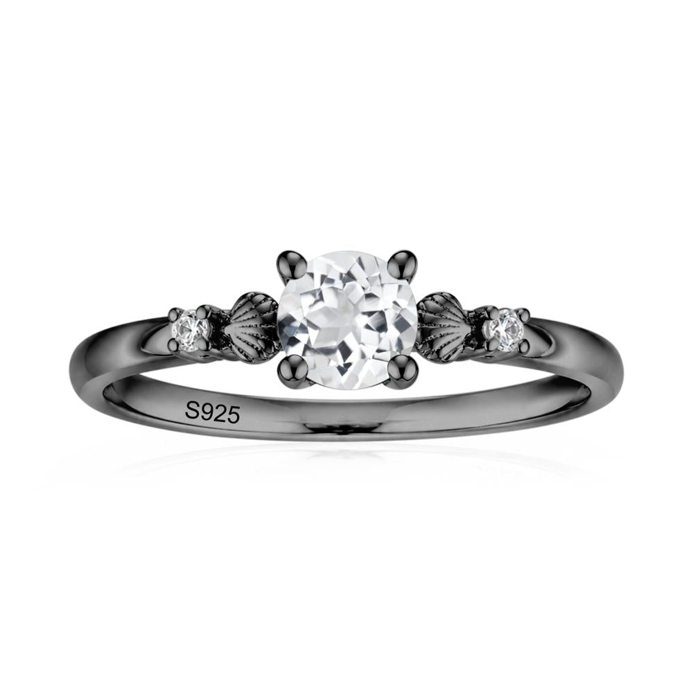 Round Shaped Amethyst Conch Ring - LUO Jewelry #gemstone_White Topaz