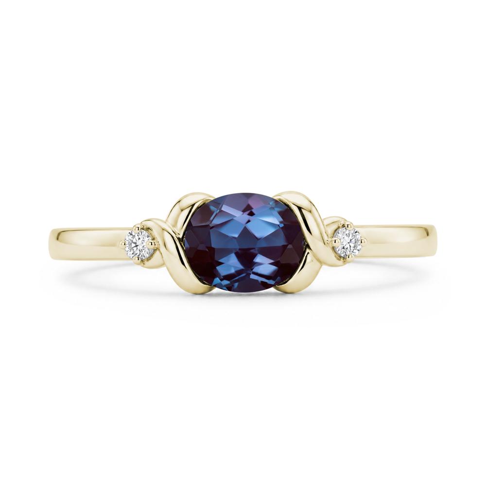 East West Oval Shaped Sapphire Twisted Ring - LUO Jewelry #gemstone_Alexandrite