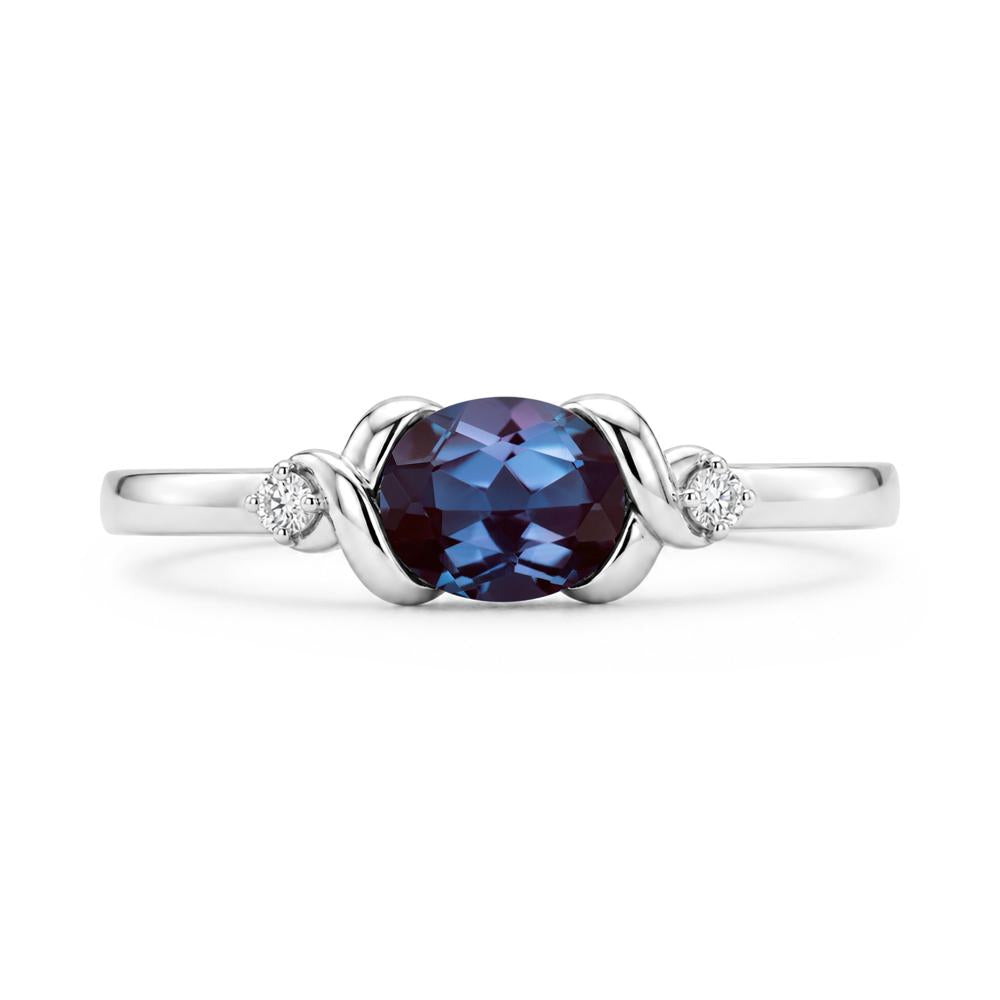 East West Oval Shaped Sapphire Twisted Ring - LUO Jewelry #gemstone_Alexandrite