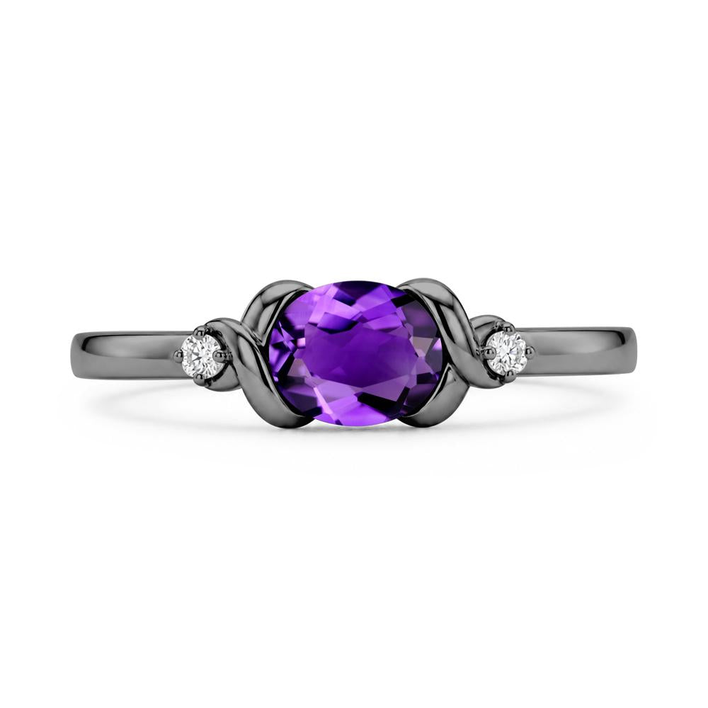 East West Oval Shaped Sapphire Twisted Ring - LUO Jewelry #gemstone_Amethyst