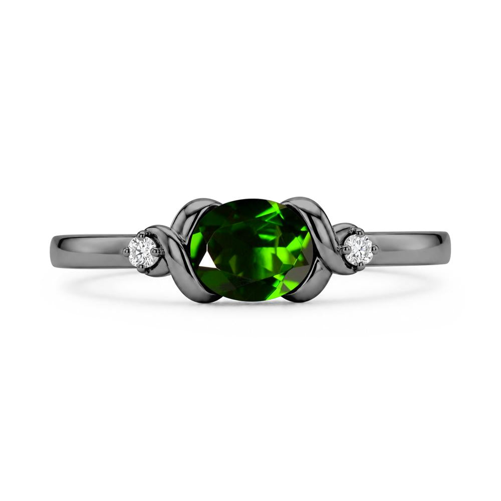 East West Oval Shaped Sapphire Twisted Ring - LUO Jewelry #gemstone_Diopside