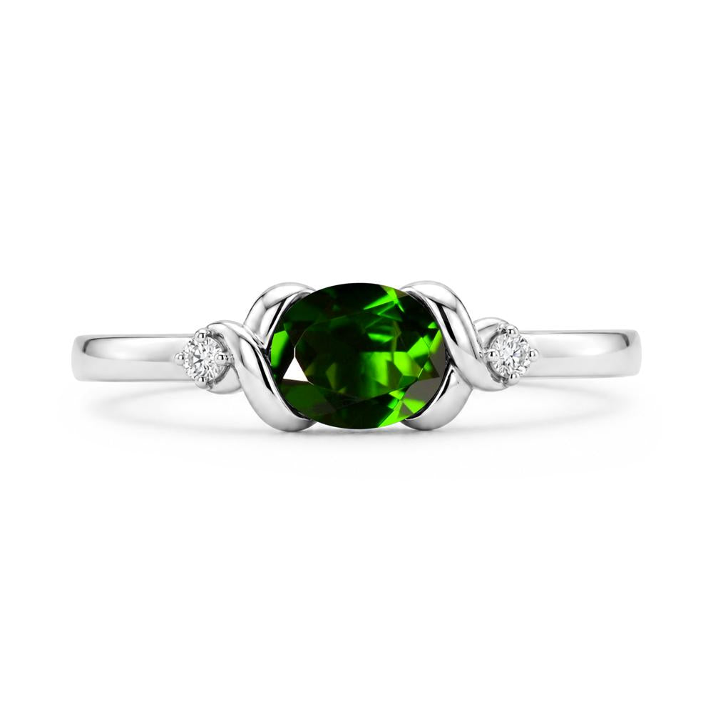 East West Oval Shaped Sapphire Twisted Ring - LUO Jewelry #gemstone_Diopside