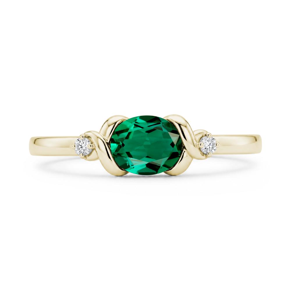 East West Oval Shaped Sapphire Twisted Ring - LUO Jewelry #gemstone_Emerald