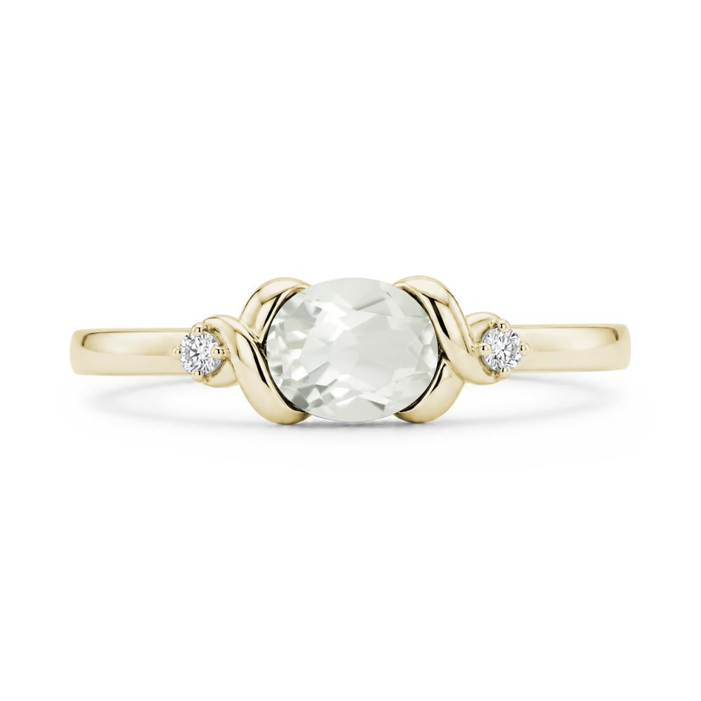 East West Oval Shaped Sapphire Twisted Ring - LUO Jewelry #gemstone_Green Amethyst