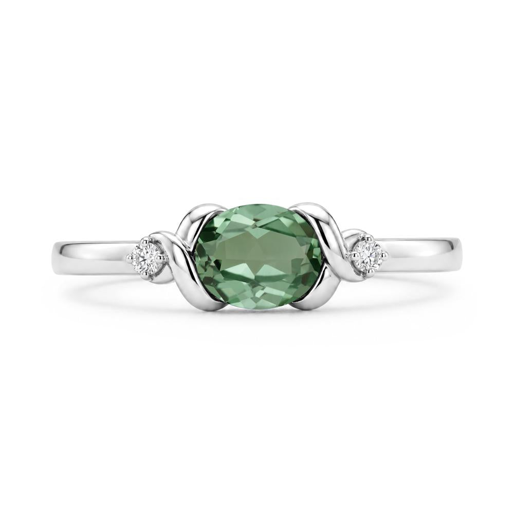 East West Oval Shaped Sapphire Twisted Ring - LUO Jewelry #gemstone_Green Sapphire