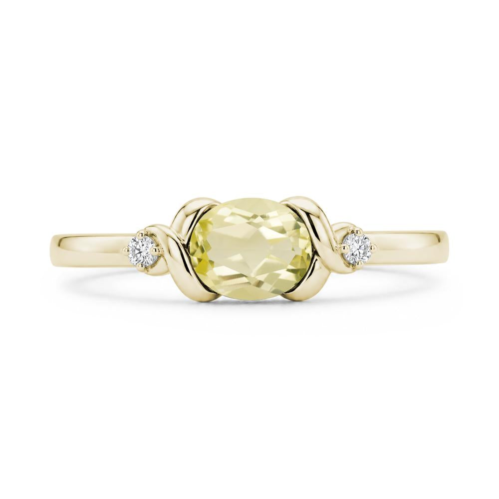 East West Oval Shaped Sapphire Twisted Ring - LUO Jewelry #gemstone_Lemon Quartz