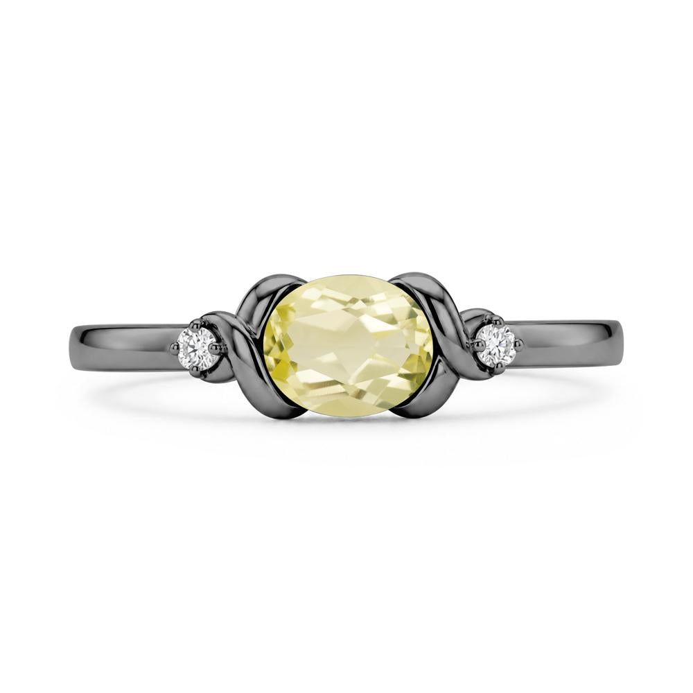 East West Oval Shaped Sapphire Twisted Ring - LUO Jewelry #gemstone_Lemon Quartz