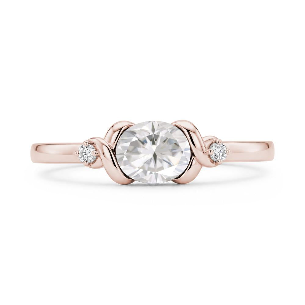East West Oval Shaped Sapphire Twisted Ring - LUO Jewelry #gemstone_Moissanite