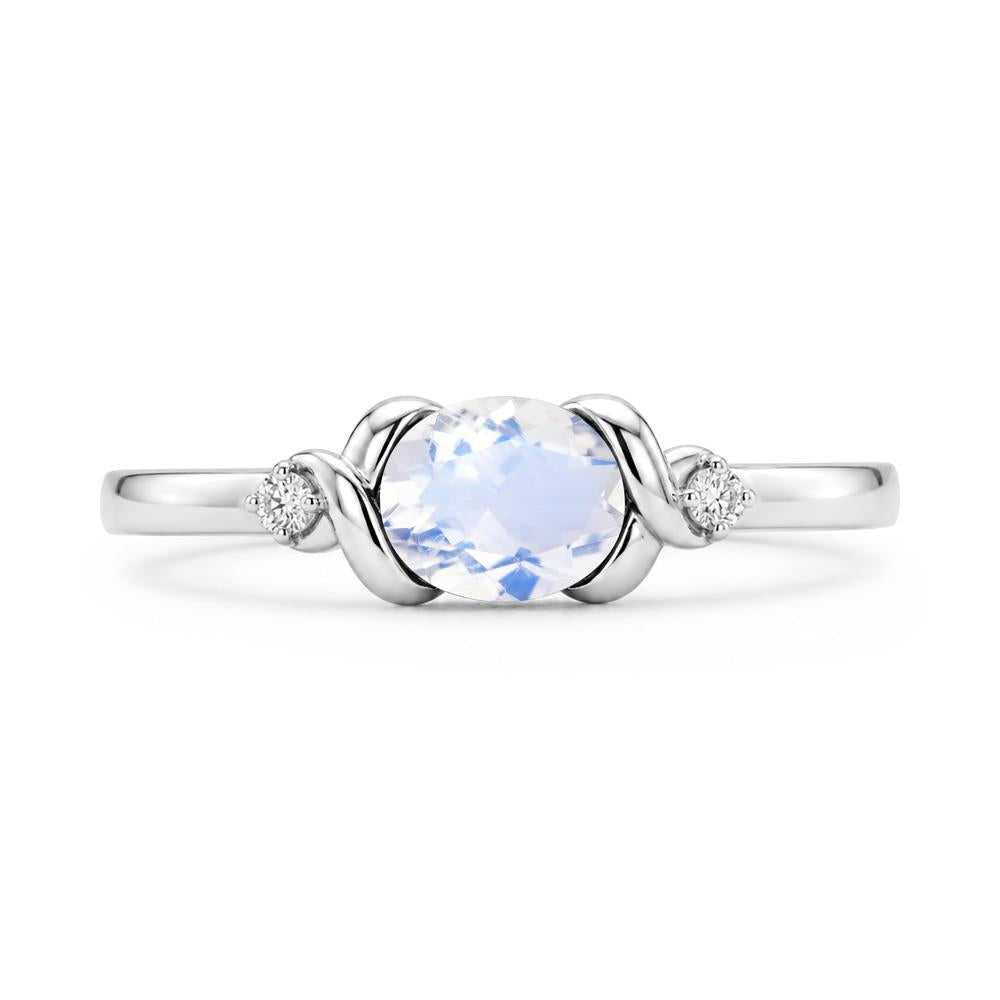 East West Oval Shaped Sapphire Twisted Ring - LUO Jewelry #gemstone_Moonstone