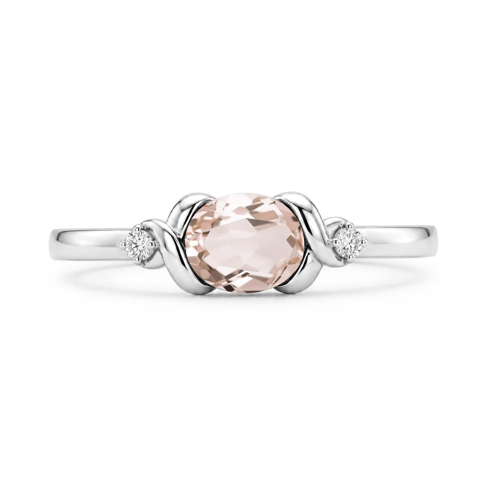 East West Oval Shaped Sapphire Twisted Ring - LUO Jewelry #gemstone_Morganite