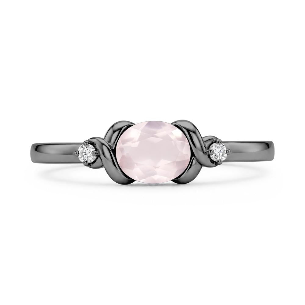 East West Oval Shaped Sapphire Twisted Ring - LUO Jewelry #gemstone_Rose Quartz
