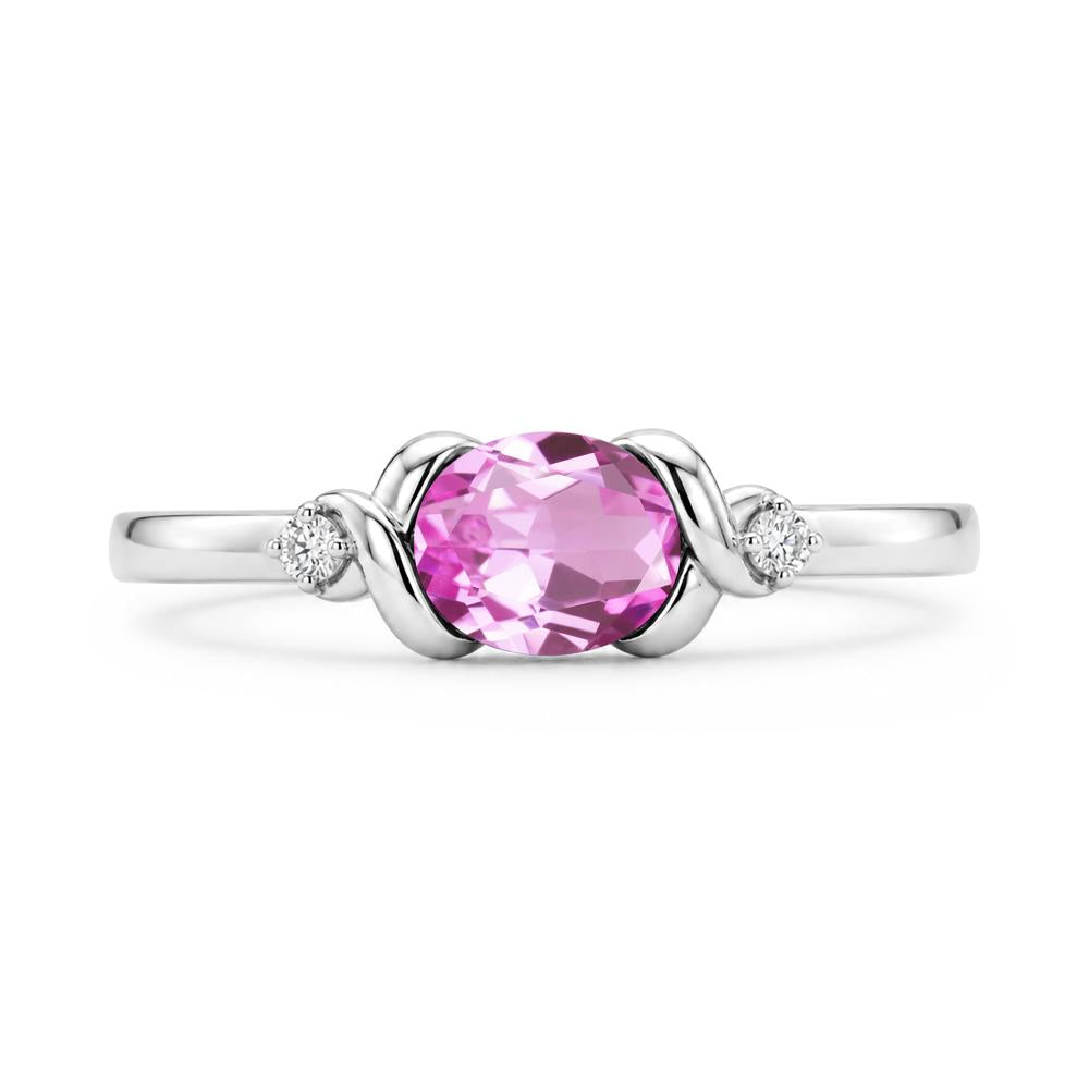 East West Oval Shaped Sapphire Twisted Ring - LUO Jewelry #gemstone_Pink Sapphire