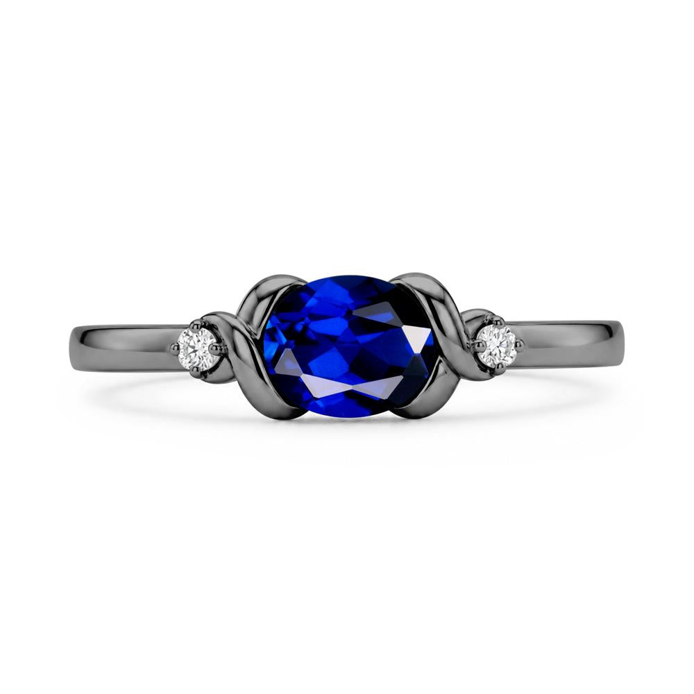 East West Oval Shaped Sapphire Twisted Ring - LUO Jewelry #gemstone_Sapphire