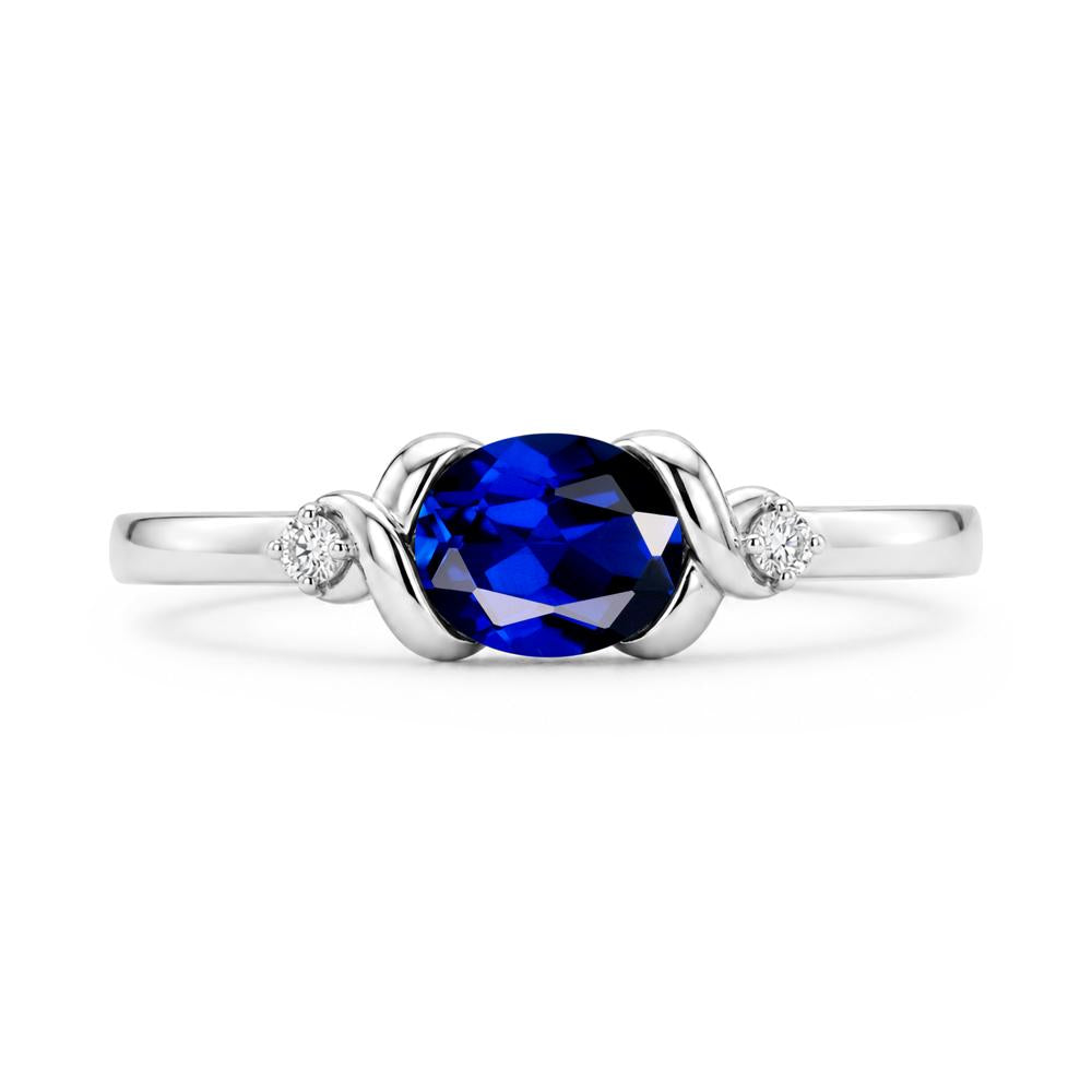 East West Oval Shaped Sapphire Twisted Ring - LUO Jewelry #gemstone_Sapphire