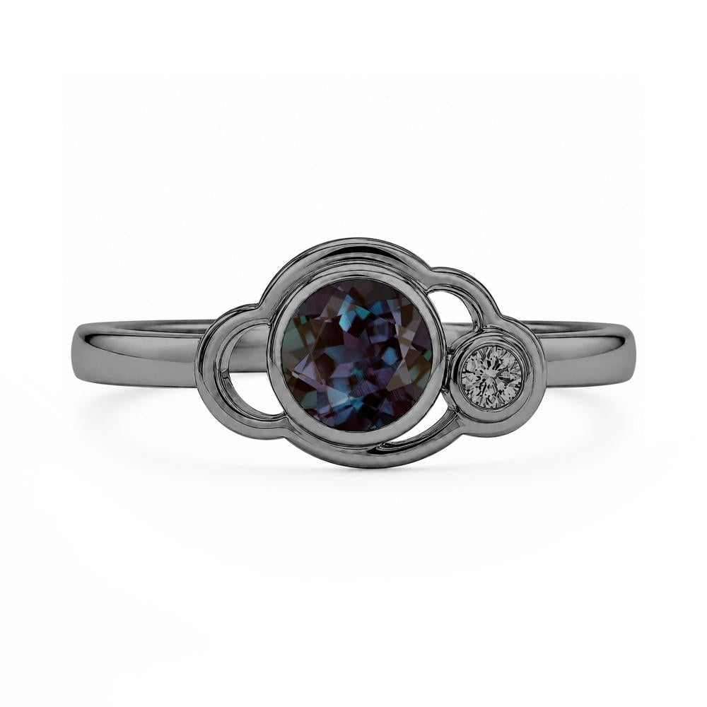 Bezel Setting Two Stone Black Spinel Cloud Ring - LUO Jewelry #gemstone_Alexandrite
