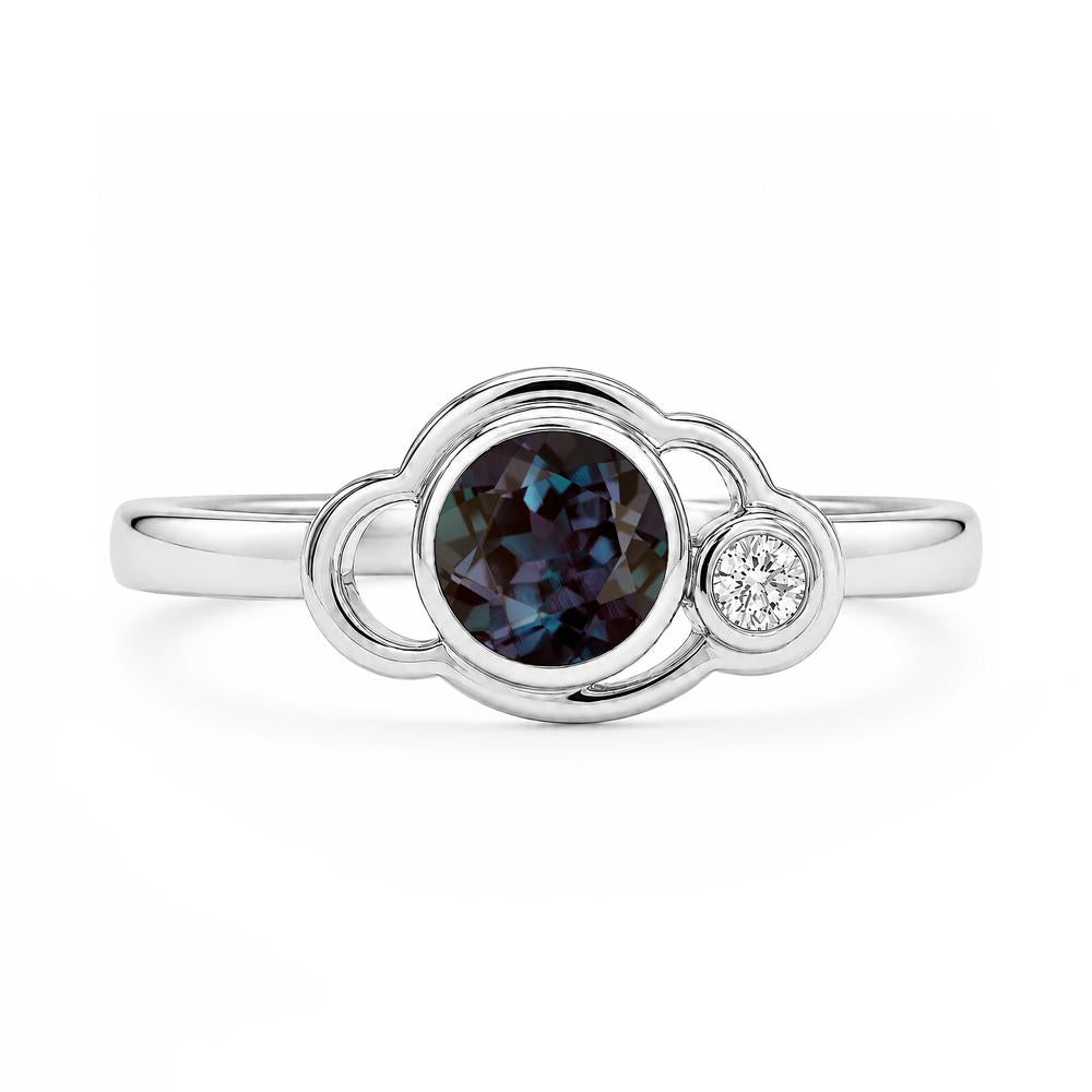 Bezel Setting Two Stone Black Spinel Cloud Ring - LUO Jewelry #gemstone_Alexandrite