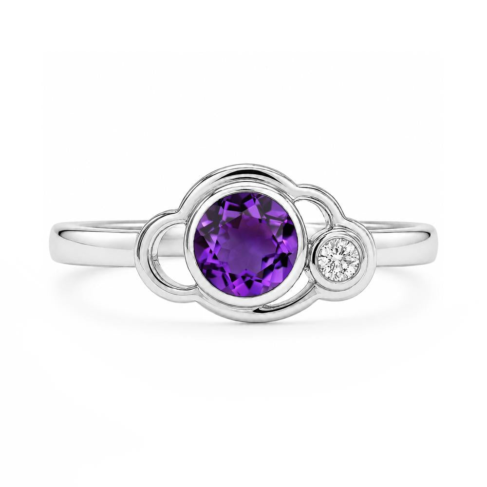 Bezel Setting Two Stone Black Spinel Cloud Ring - LUO Jewelry #gemstone_Amethyst