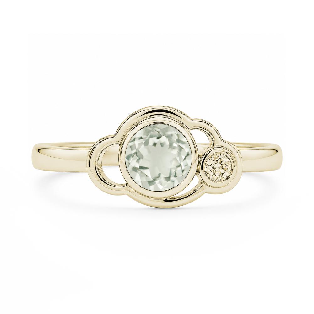 Bezel Setting Two Stone Black Spinel Cloud Ring - LUO Jewelry #gemstone_Green Amethyst