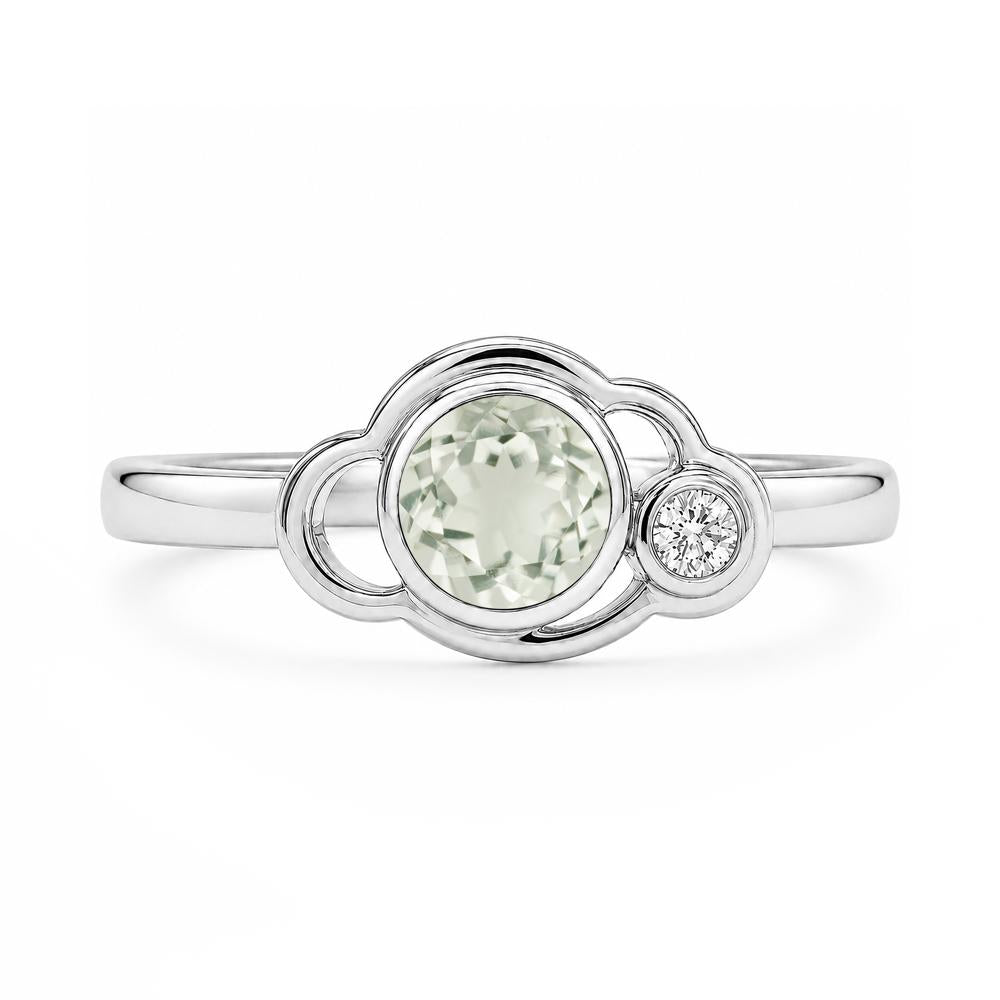 Bezel Setting Two Stone Black Spinel Cloud Ring - LUO Jewelry #gemstone_Green Amethyst
