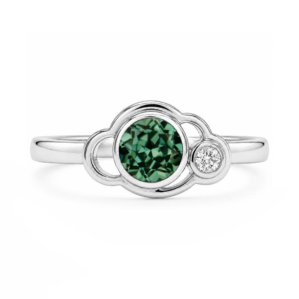 Bezel Setting Two Stone Black Spinel Cloud Ring - LUO Jewelry #gemstone_Green Sapphire