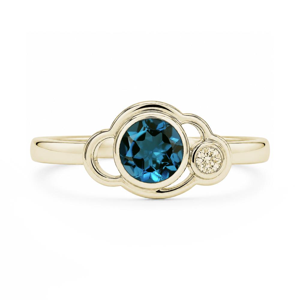 Bezel Setting Two Stone Black Spinel Cloud Ring - LUO Jewelry #gemstone_London Blue Topaz