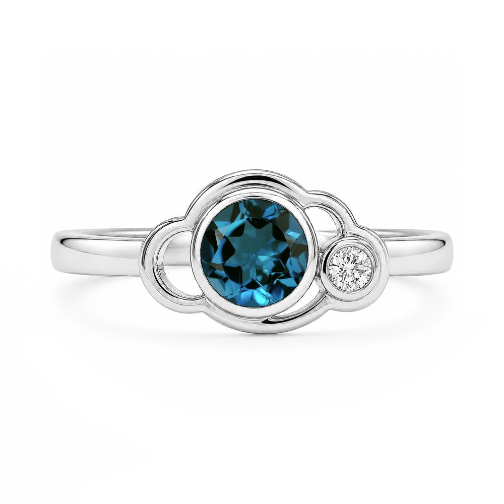 Bezel Setting Two Stone Black Spinel Cloud Ring - LUO Jewelry #gemstone_London Blue Topaz