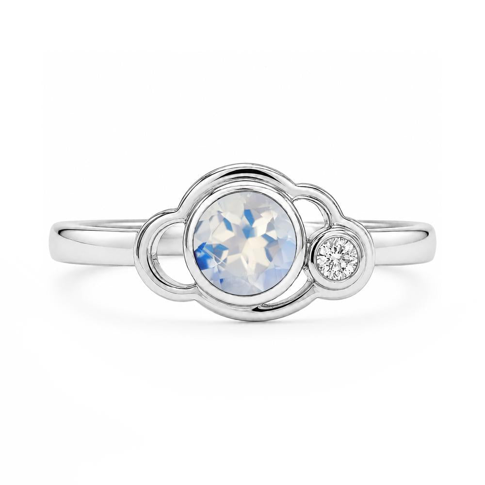 Bezel Setting Two Stone Black Spinel Cloud Ring - LUO Jewelry #gemstone_Moonstone