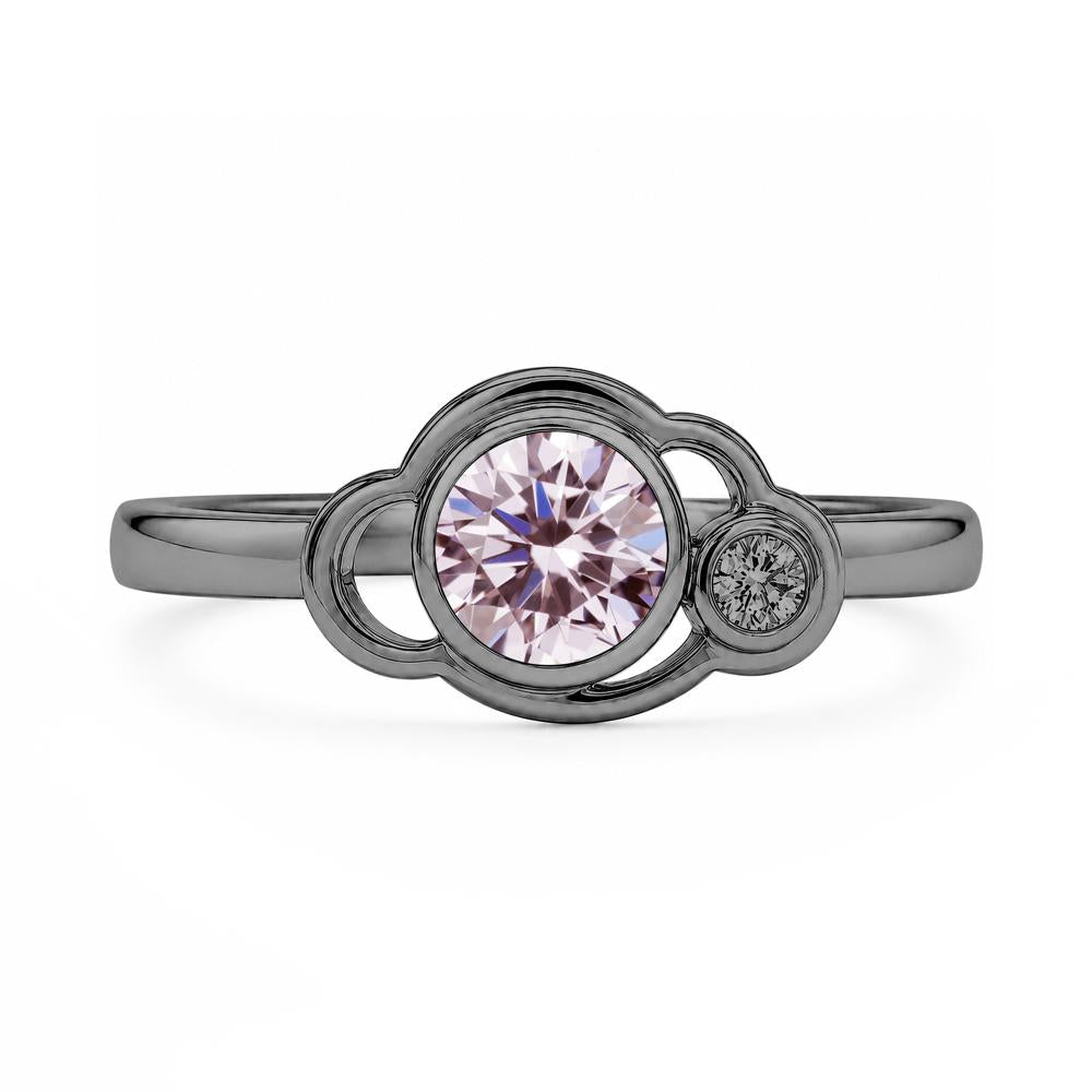 Bezel Setting Two Stone Black Spinel Cloud Ring - LUO Jewelry #gemstone_Pink Cubic Zirconia