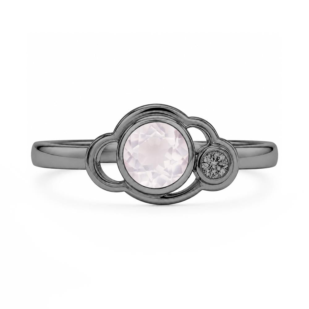 Bezel Setting Two Stone Black Spinel Cloud Ring - LUO Jewelry #gemstone_Rose Quartz