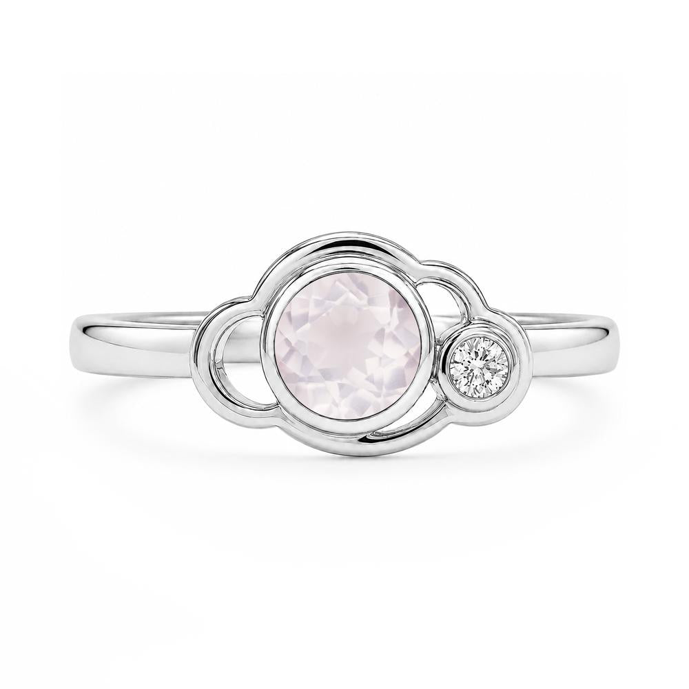 Bezel Setting Two Stone Black Spinel Cloud Ring - LUO Jewelry #gemstone_Rose Quartz