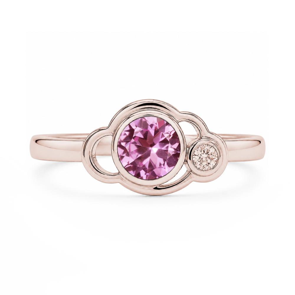 Bezel Setting Two Stone Black Spinel Cloud Ring - LUO Jewelry #gemstone_Pink Sapphire