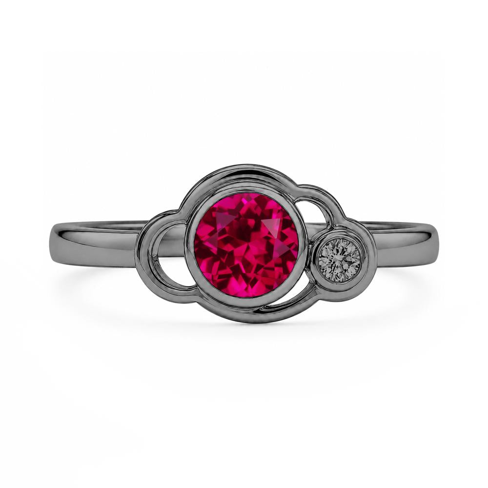 Bezel Setting Two Stone Black Spinel Cloud Ring - LUO Jewelry #gemstone_Ruby