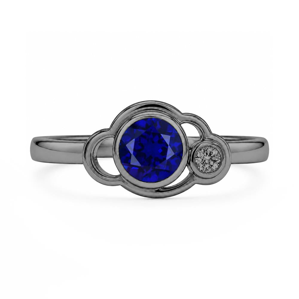 Bezel Setting Two Stone Black Spinel Cloud Ring - LUO Jewelry #gemstone_Sapphire