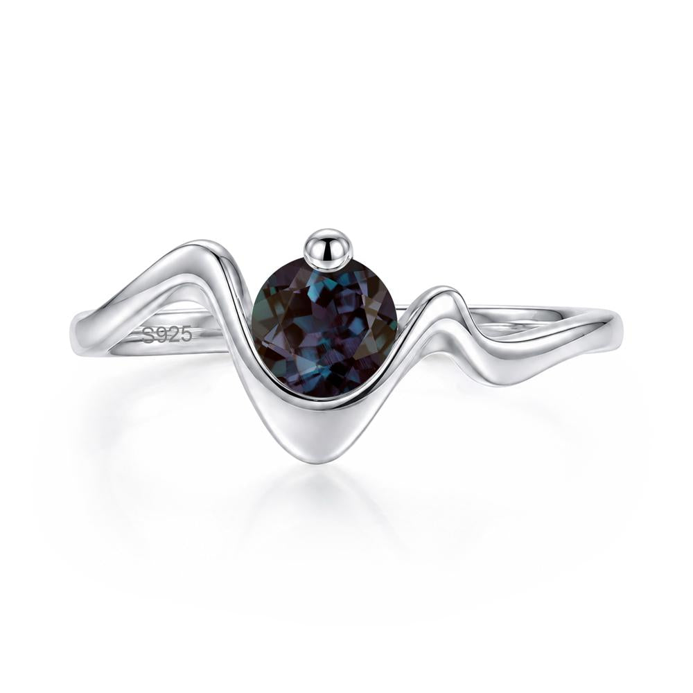 Round Shaped Amethyst Twisted Wave Ring - LUO Jewelry #gemstone_Alexandrite