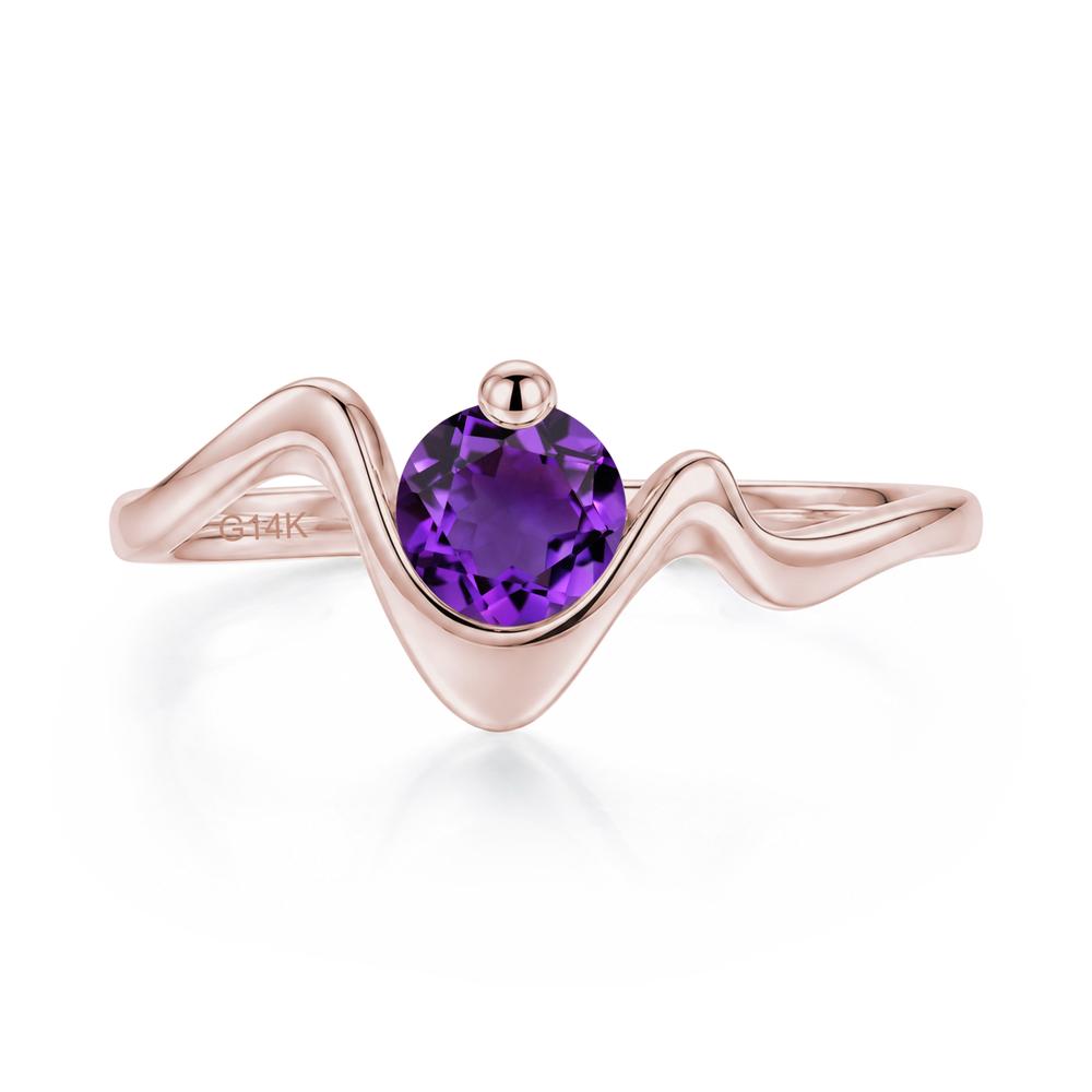 Round Shaped Amethyst Twisted Wave Ring - LUO Jewelry #gemstone_Amethyst