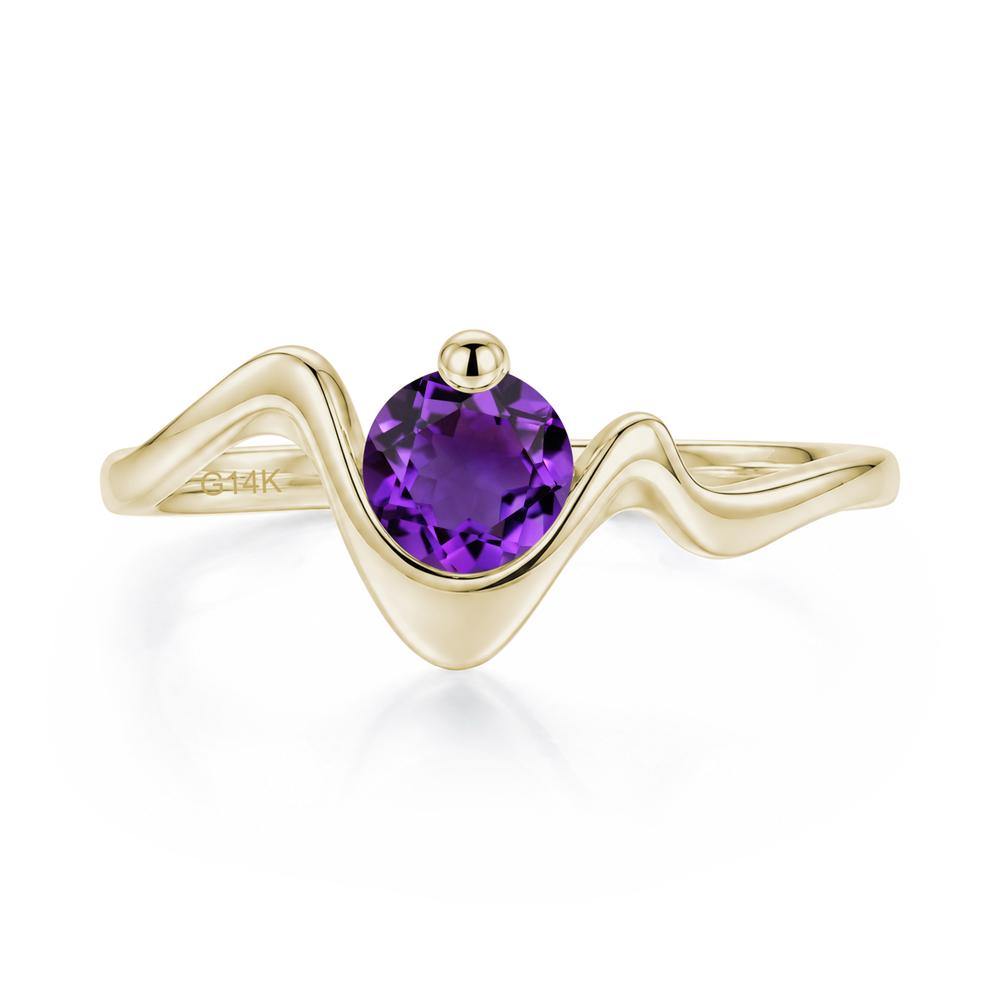 Round Shaped Amethyst Twisted Wave Ring - LUO Jewelry #gemstone_Amethyst