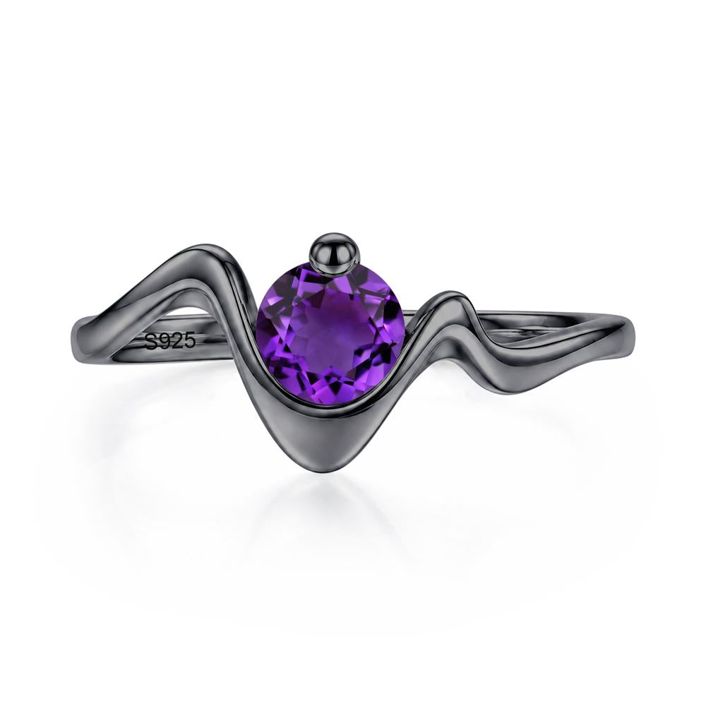 Round Shaped Amethyst Twisted Wave Ring - LUO Jewelry #gemstone_Amethyst