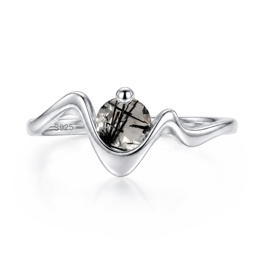 Round Shaped Amethyst Twisted Wave Ring - LUO Jewelry #gemstone_Black Rutilated Quartz