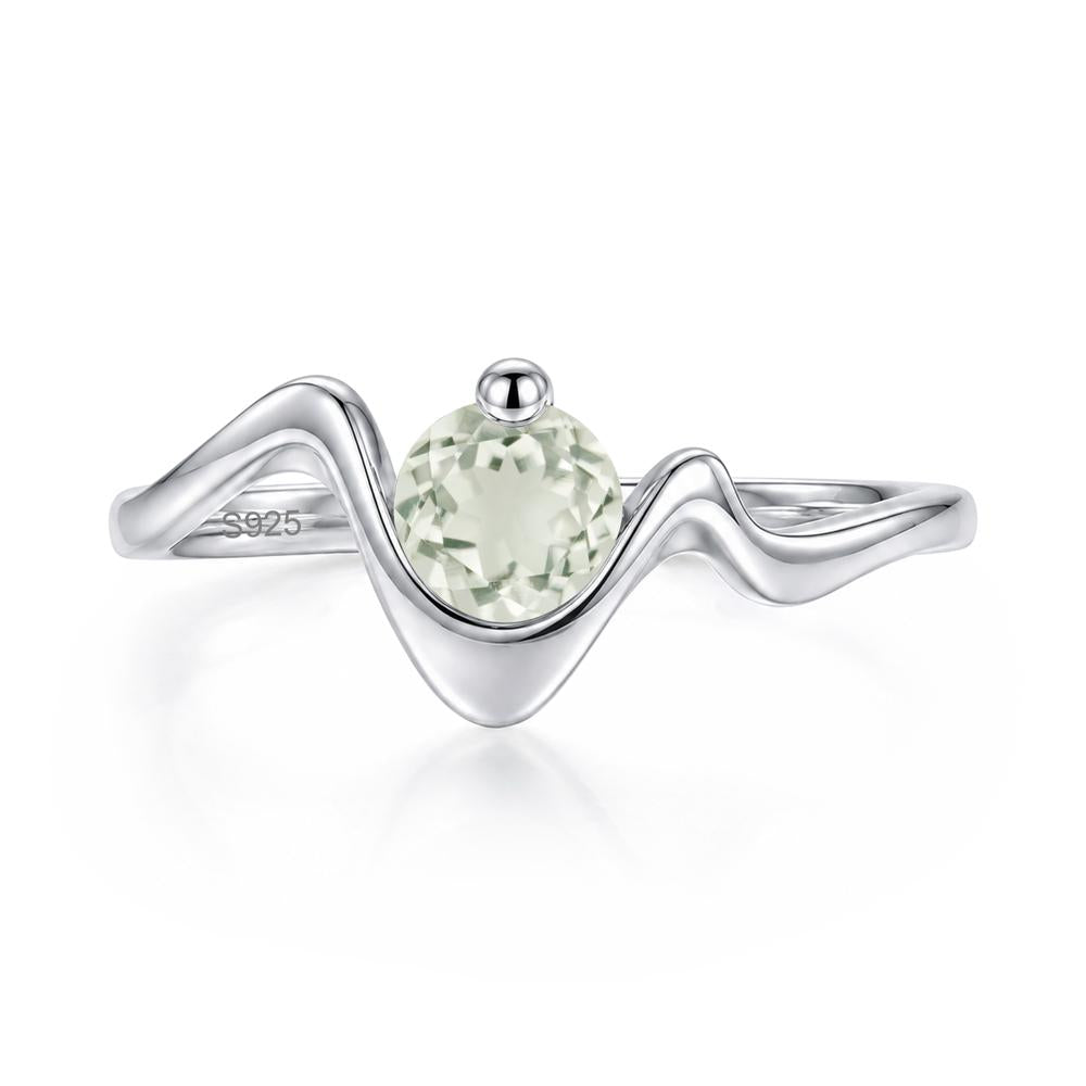 Round Shaped Amethyst Twisted Wave Ring - LUO Jewelry #gemstone_Green Amethyst